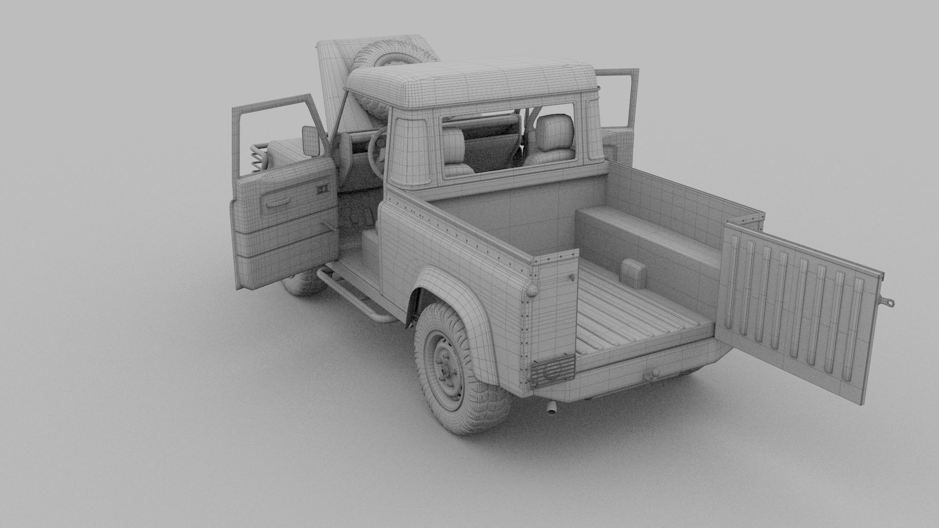 Full Land Rover Defender 90 Pick Up HDRI 3D model_25