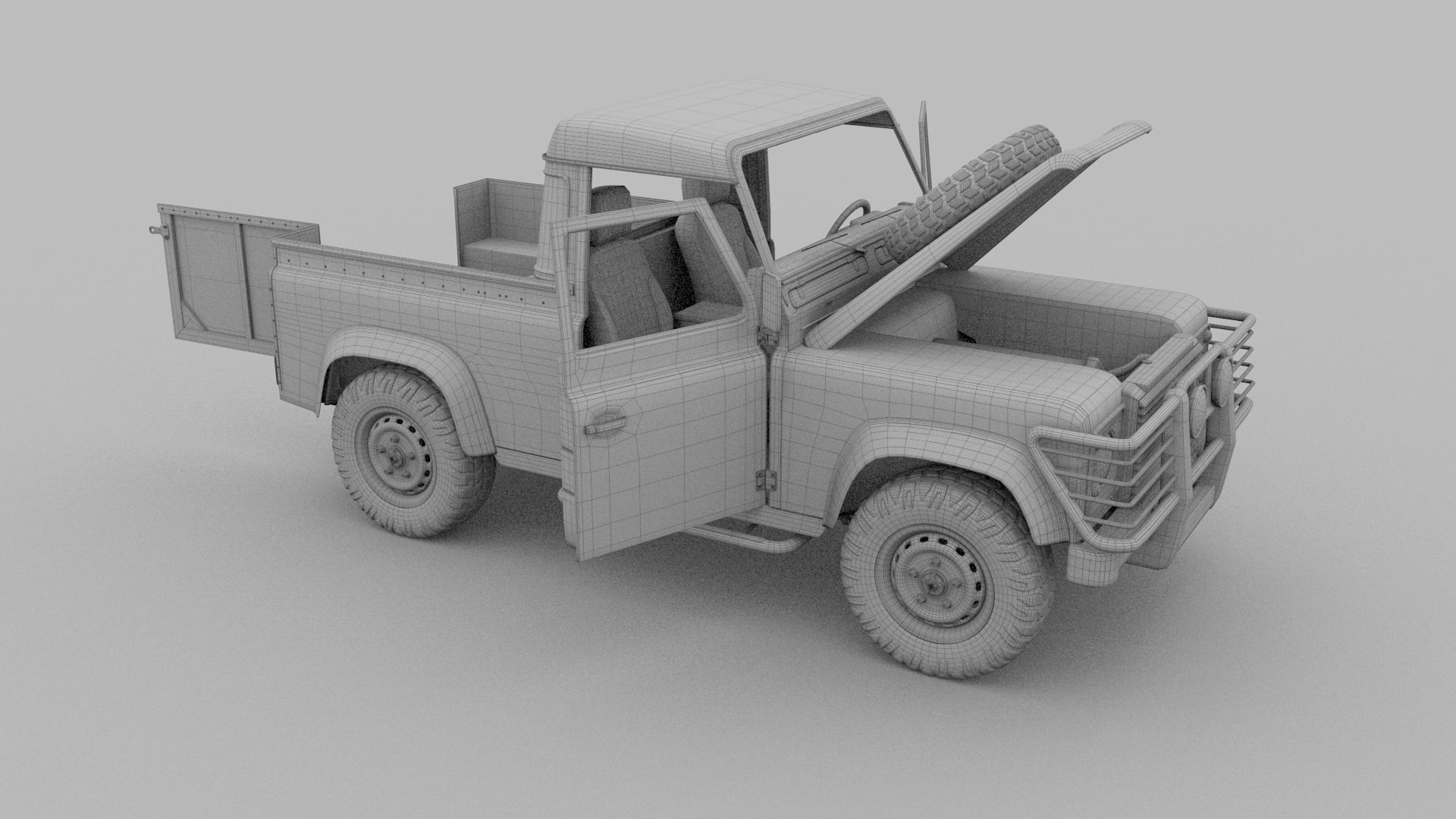 Full Land Rover Defender 90 Pick Up HDRI 3D model_24