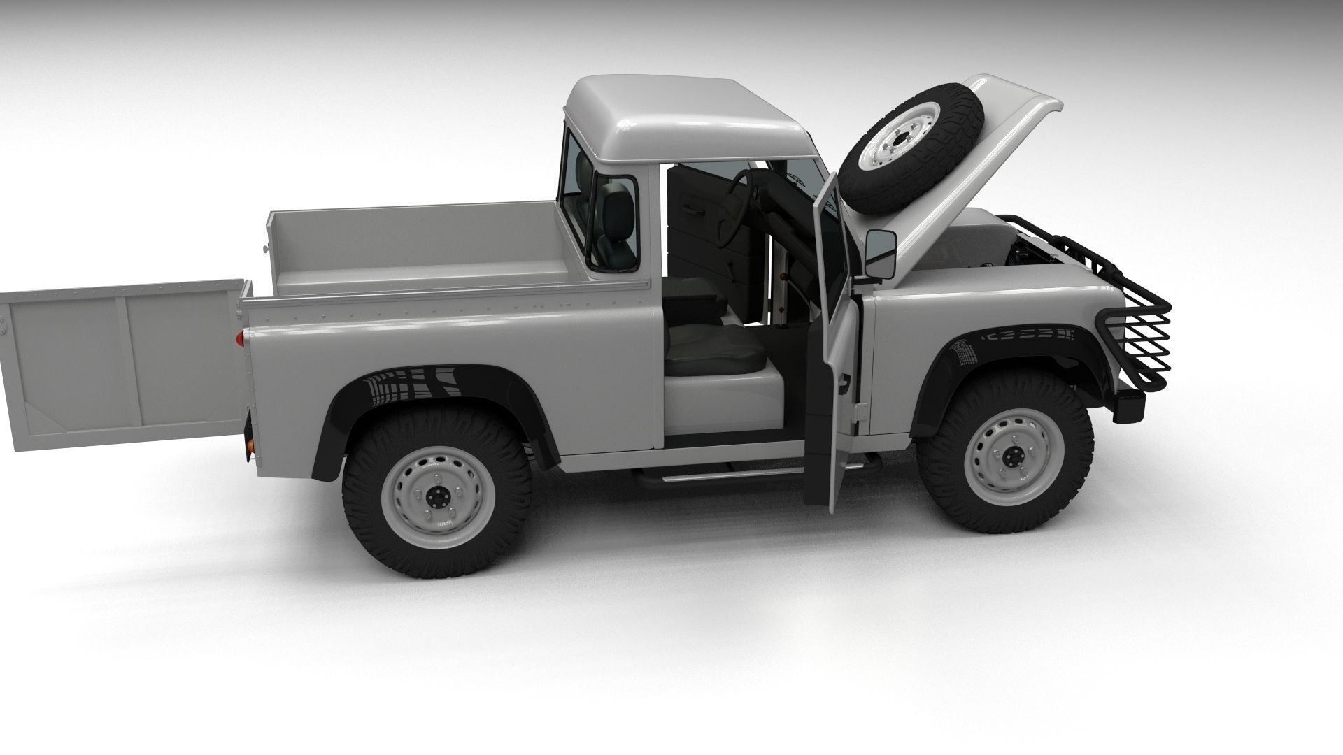 Full Land Rover Defender 90 Pick Up HDRI 3D model_62