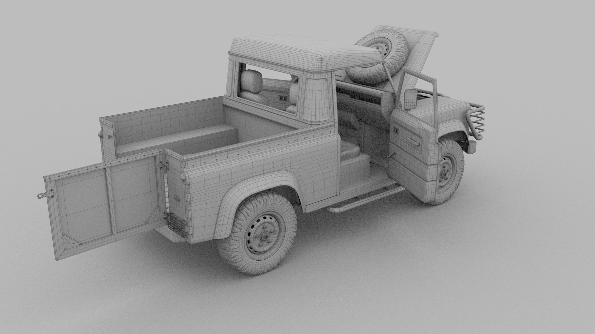 Full Land Rover Defender 90 Pick Up HDRI 3D model_32