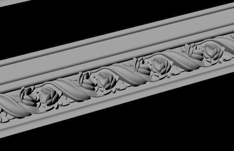 baguette decorative crown moulding 3D model_1