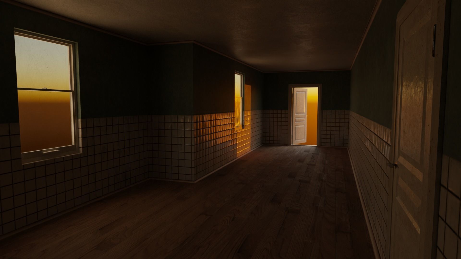 Classical American House with interior Low-poly 3D model_4