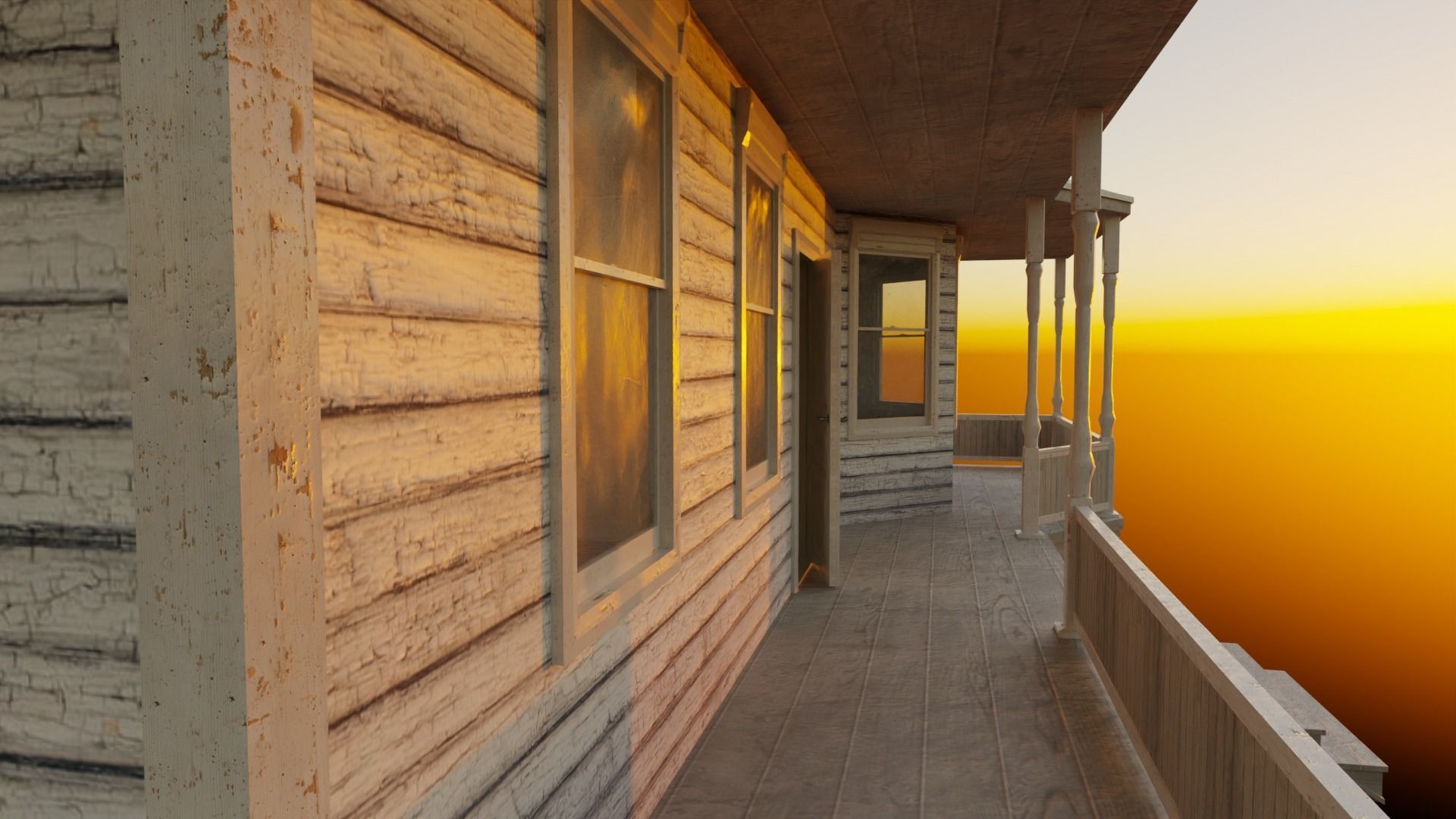 Classical American House with interior Low-poly 3D model_5