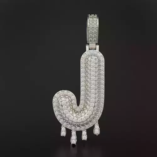 Bubble Letter J with Drip Pendant 3D print model
