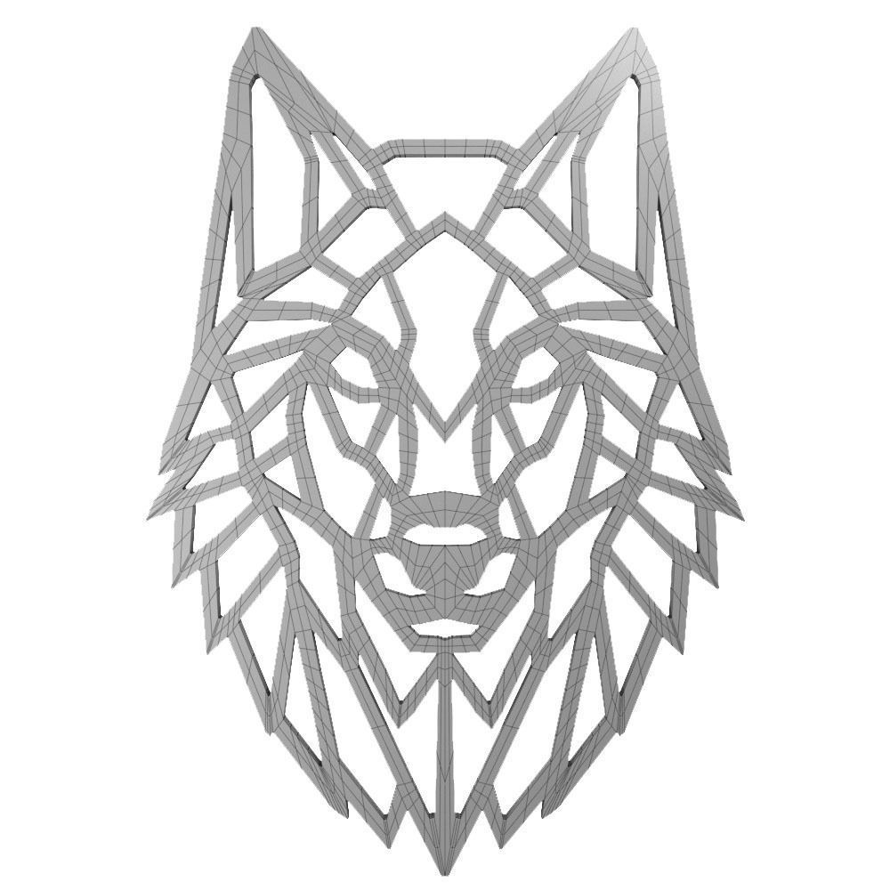 Wolf head abstract panel for wall 3D model 3D model_2