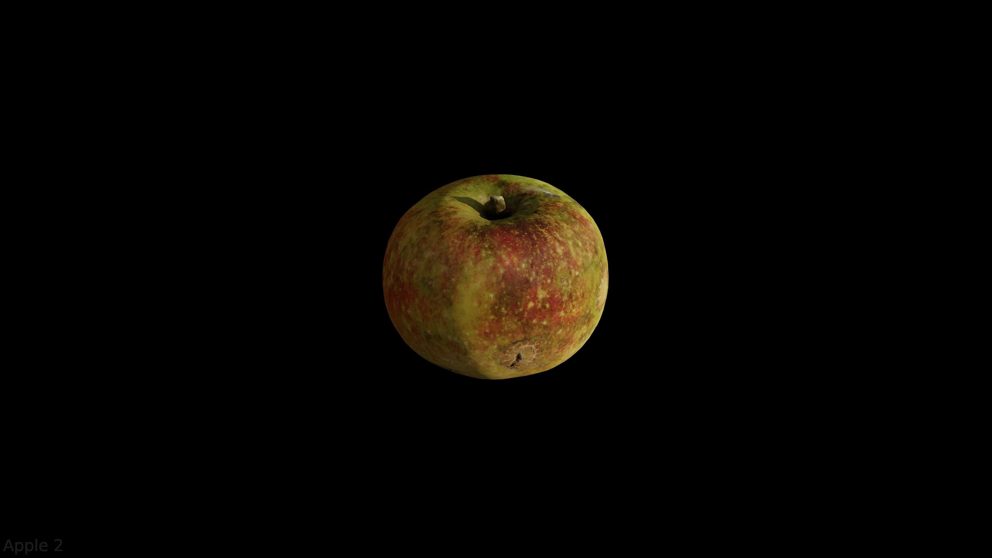 Four different old apple varieties Low-poly 3D model_7