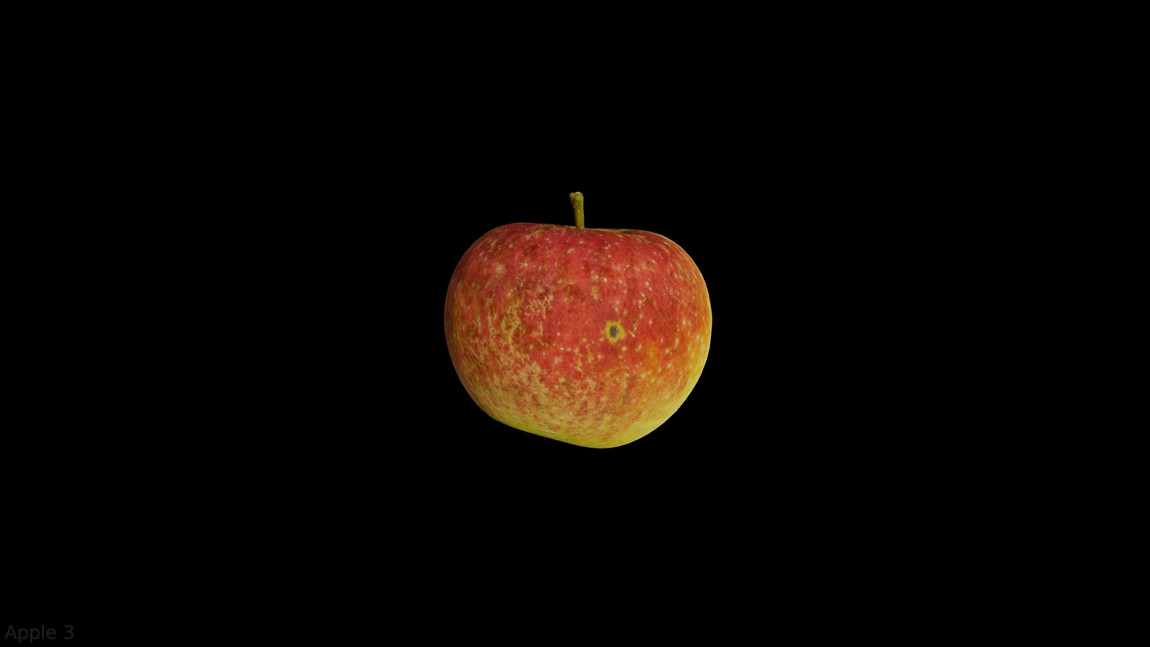 Four different old apple varieties Low-poly 3D model_11
