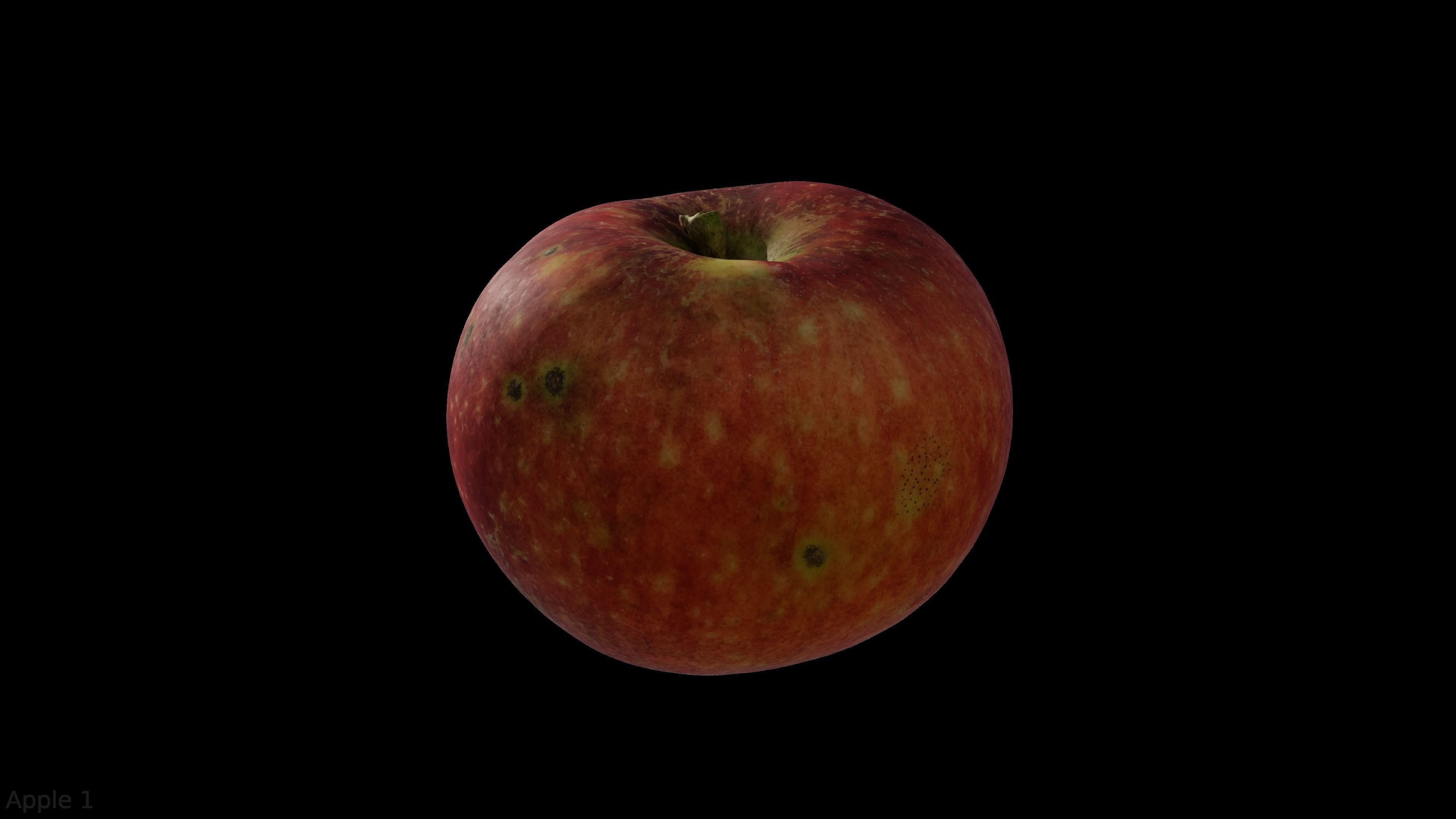 Four different old apple varieties Low-poly 3D model_3