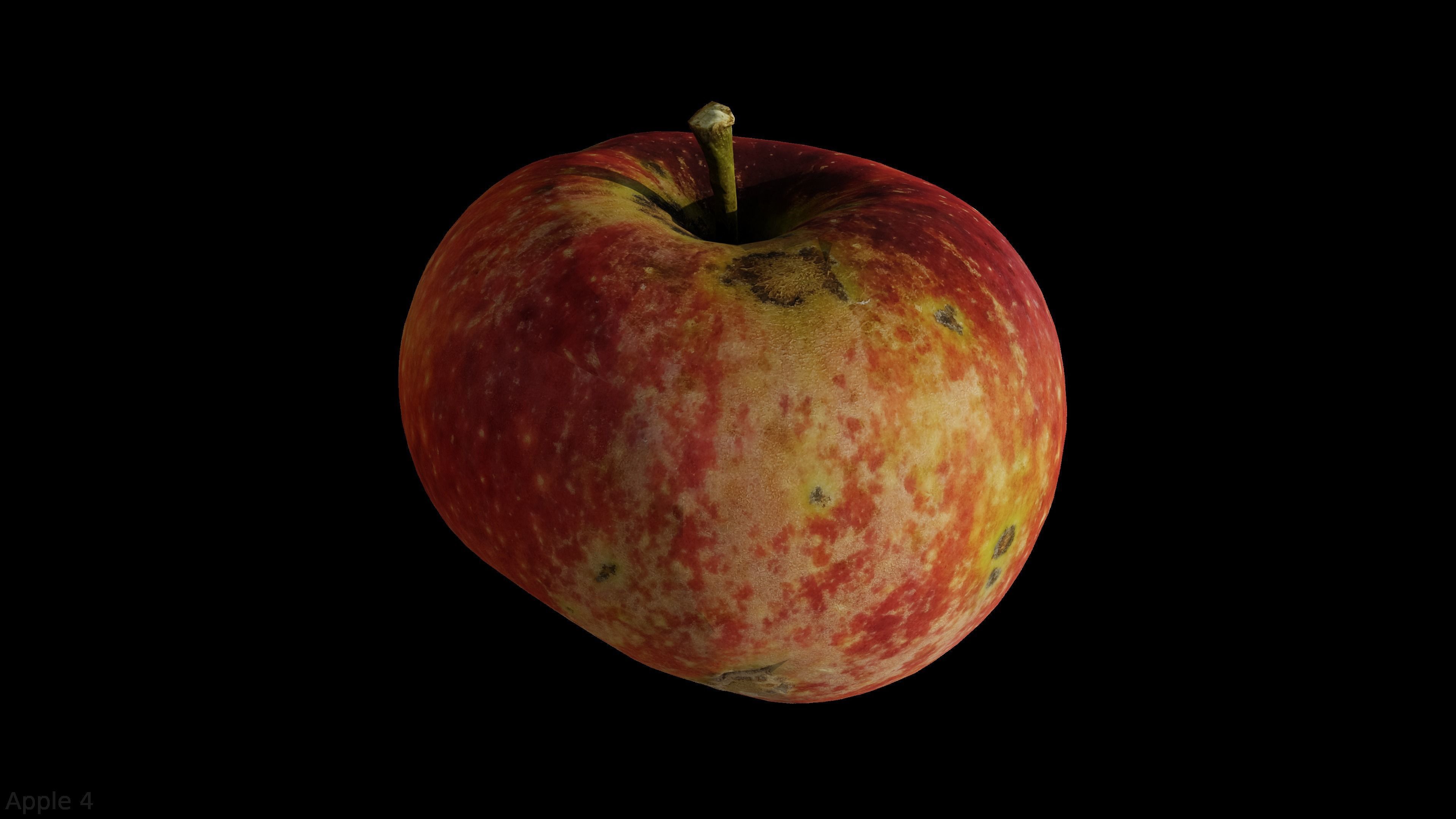 Four different old apple varieties Low-poly 3D model_15