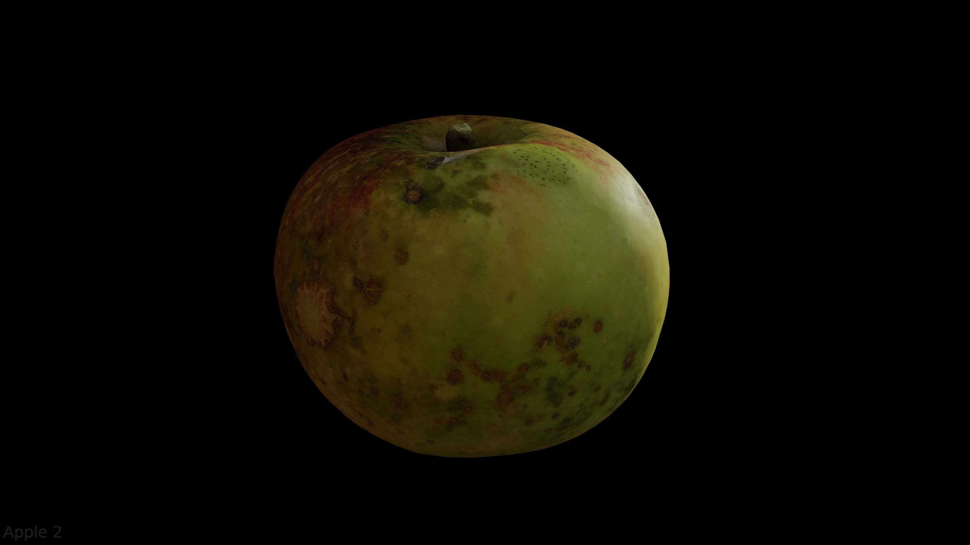 Four different old apple varieties Low-poly 3D model_8