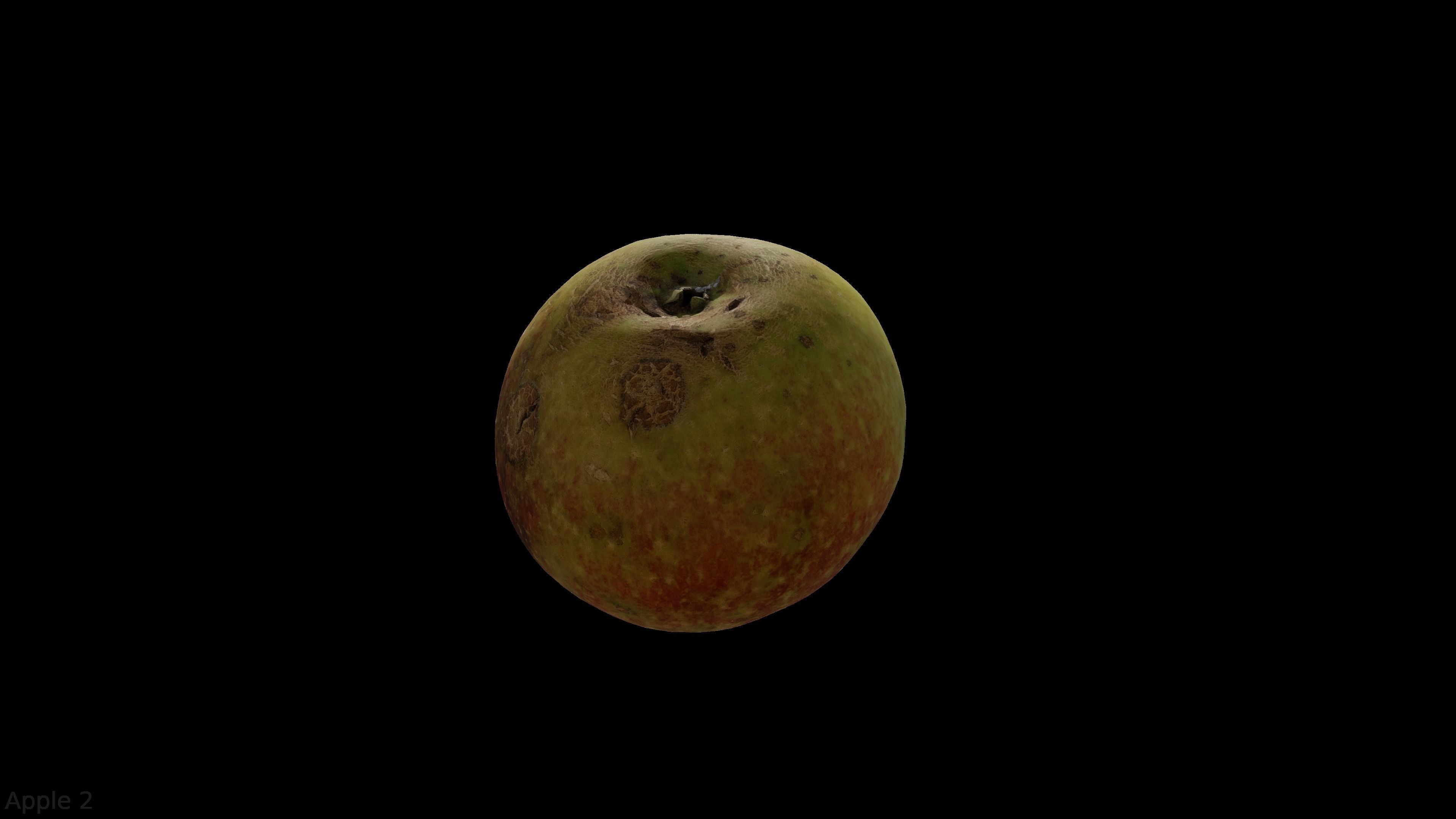 Four different old apple varieties Low-poly 3D model_5