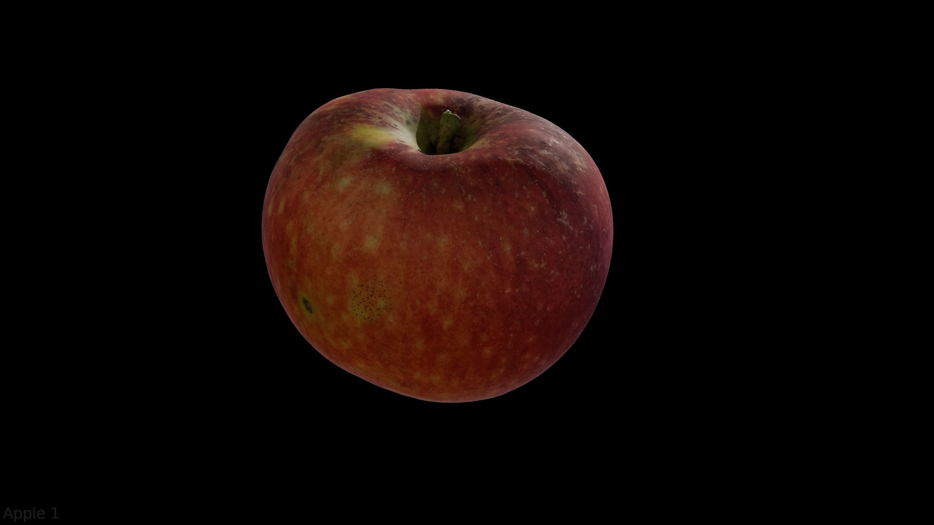 Four different old apple varieties Low-poly 3D model_1