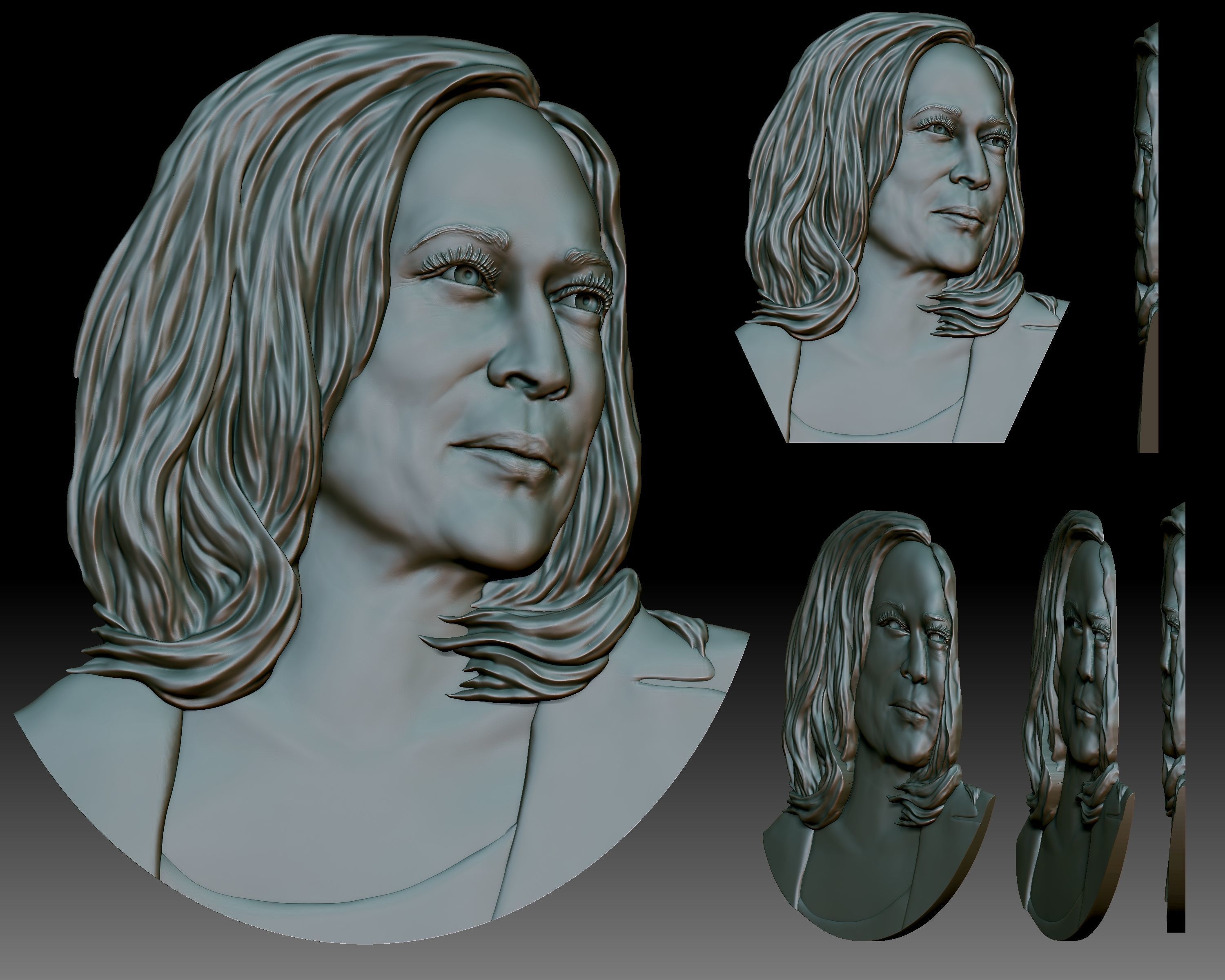 Custom portrait by your photo - Bas-relief for CNC router Free 3D print model_3