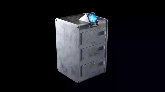 Sci-Fi Vault with fingerprint sensor Low-poly 3D model