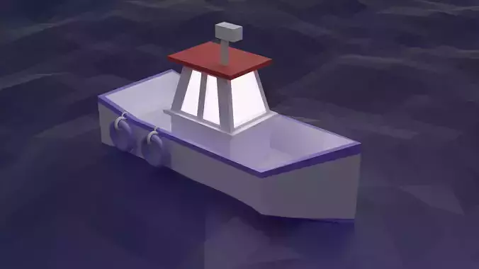 low poly boat fishing