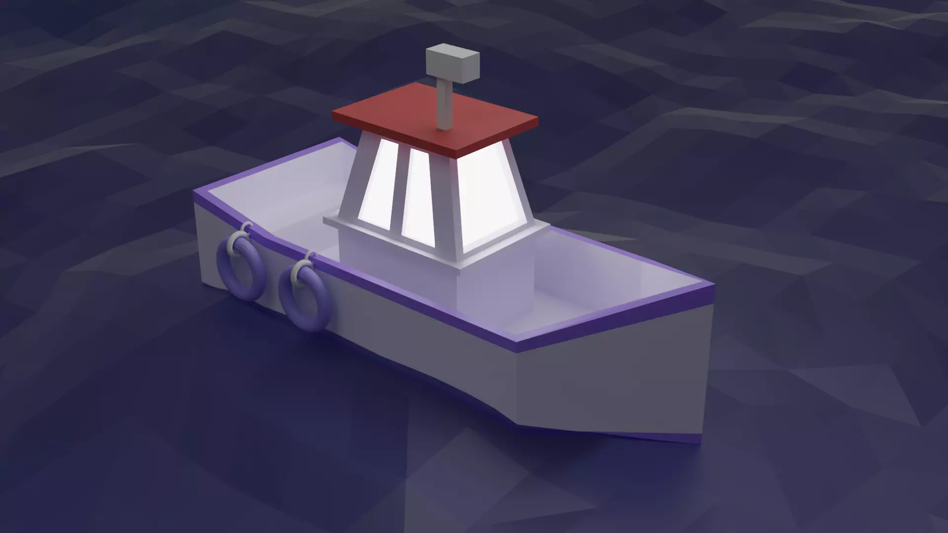 low poly boat fishing Free 3D model