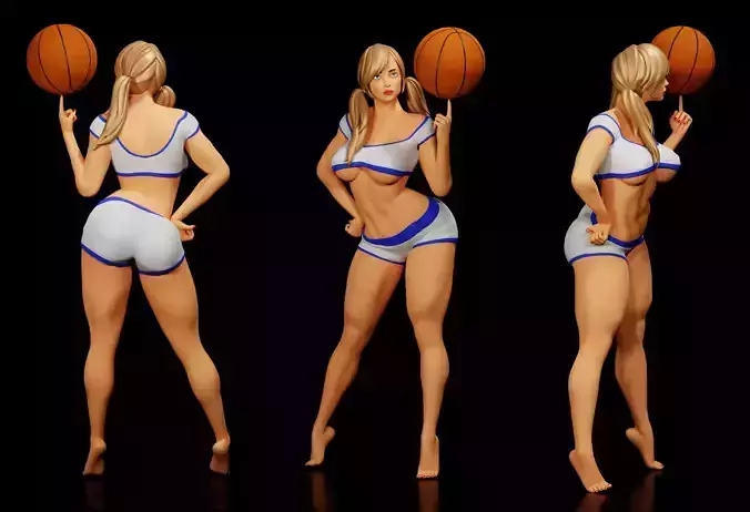 Update - Sexy Sporty Girl Playing With the Ball on Basketball 3D print model