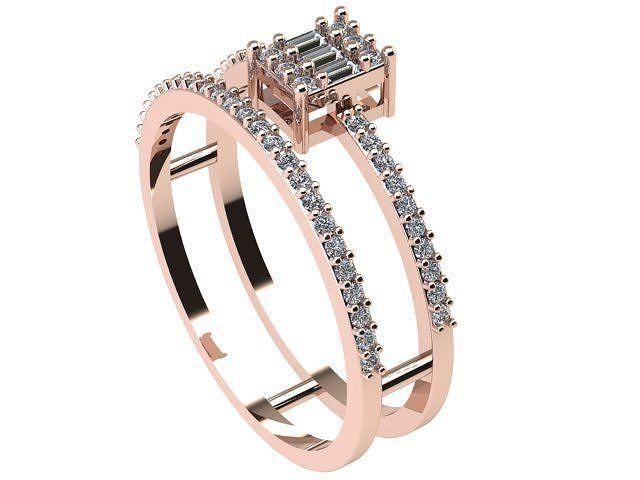Diamond baguette ring Free 3D print model