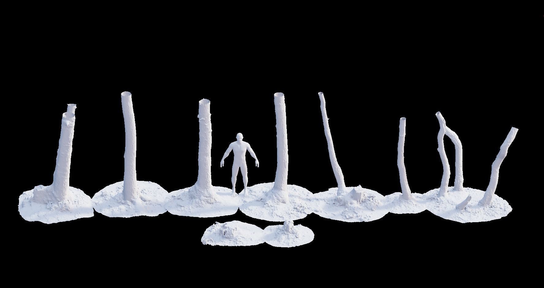 PBR Oak Small Tree Forest Scan Trunk Pack 3D model_2