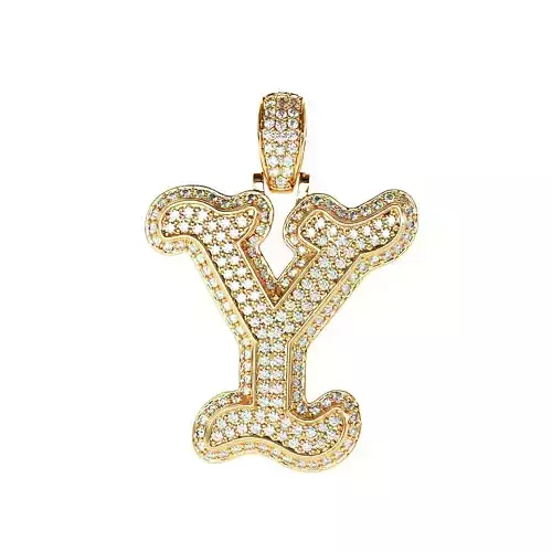 Tattoo fonts Y alphabet pendent 3D print model