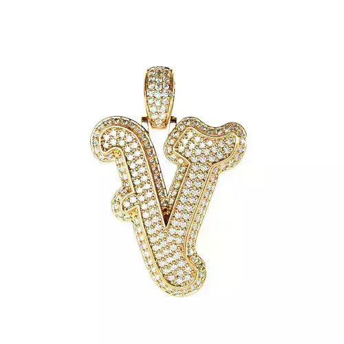 Tattoo fonts V alphabet pendent