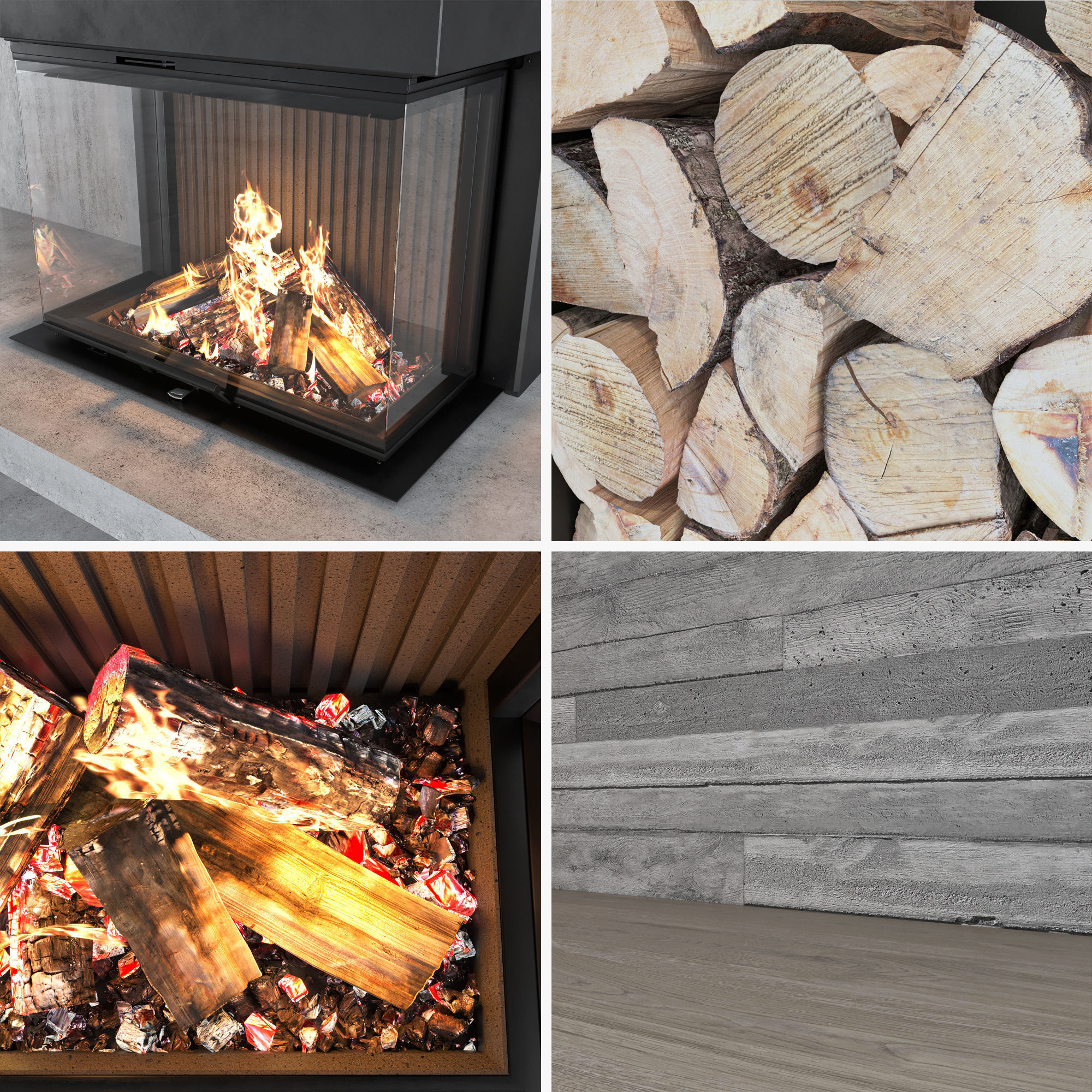 Fireplace and Firewood set 12 3D model_5