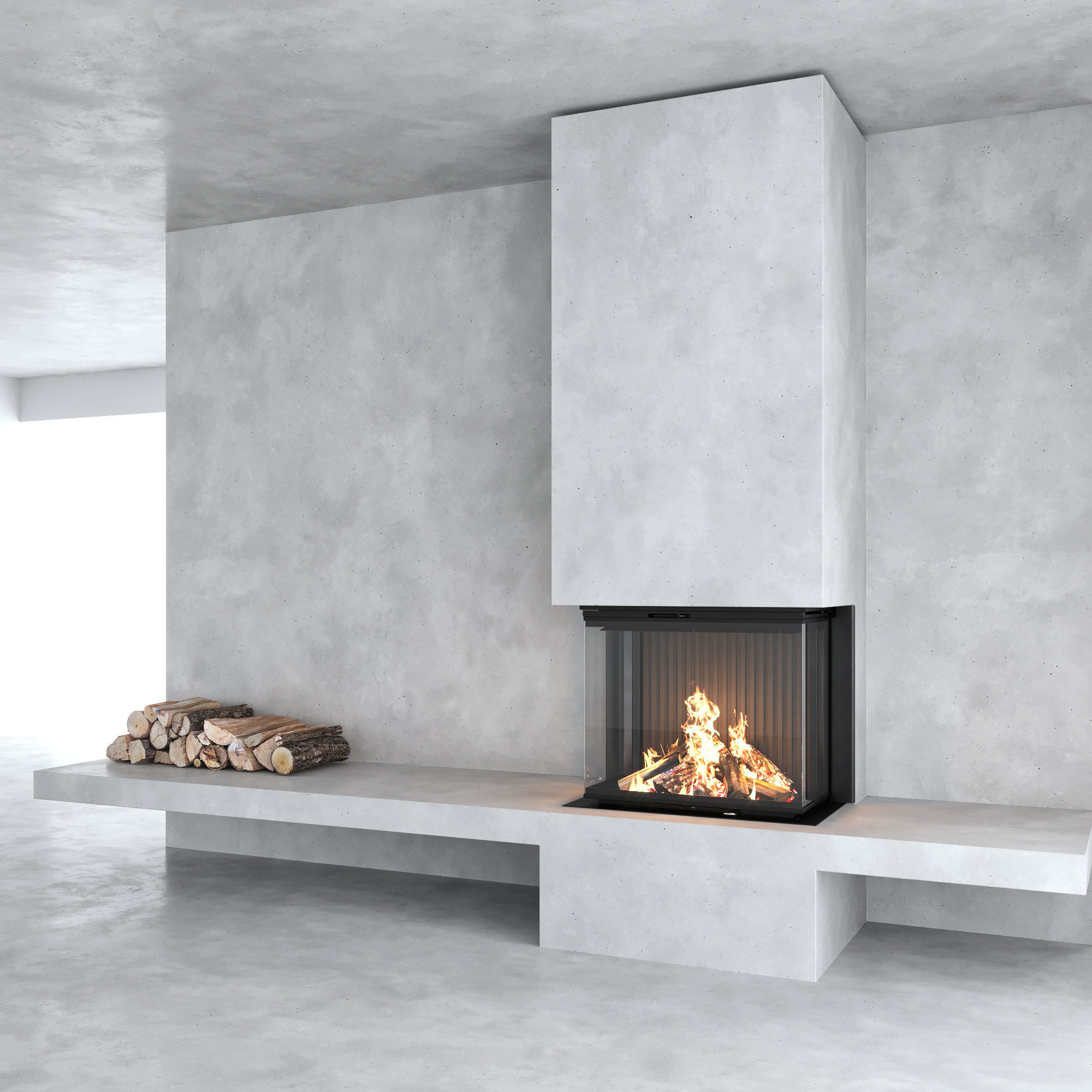 Fireplace and Firewood set 12 3D model_4