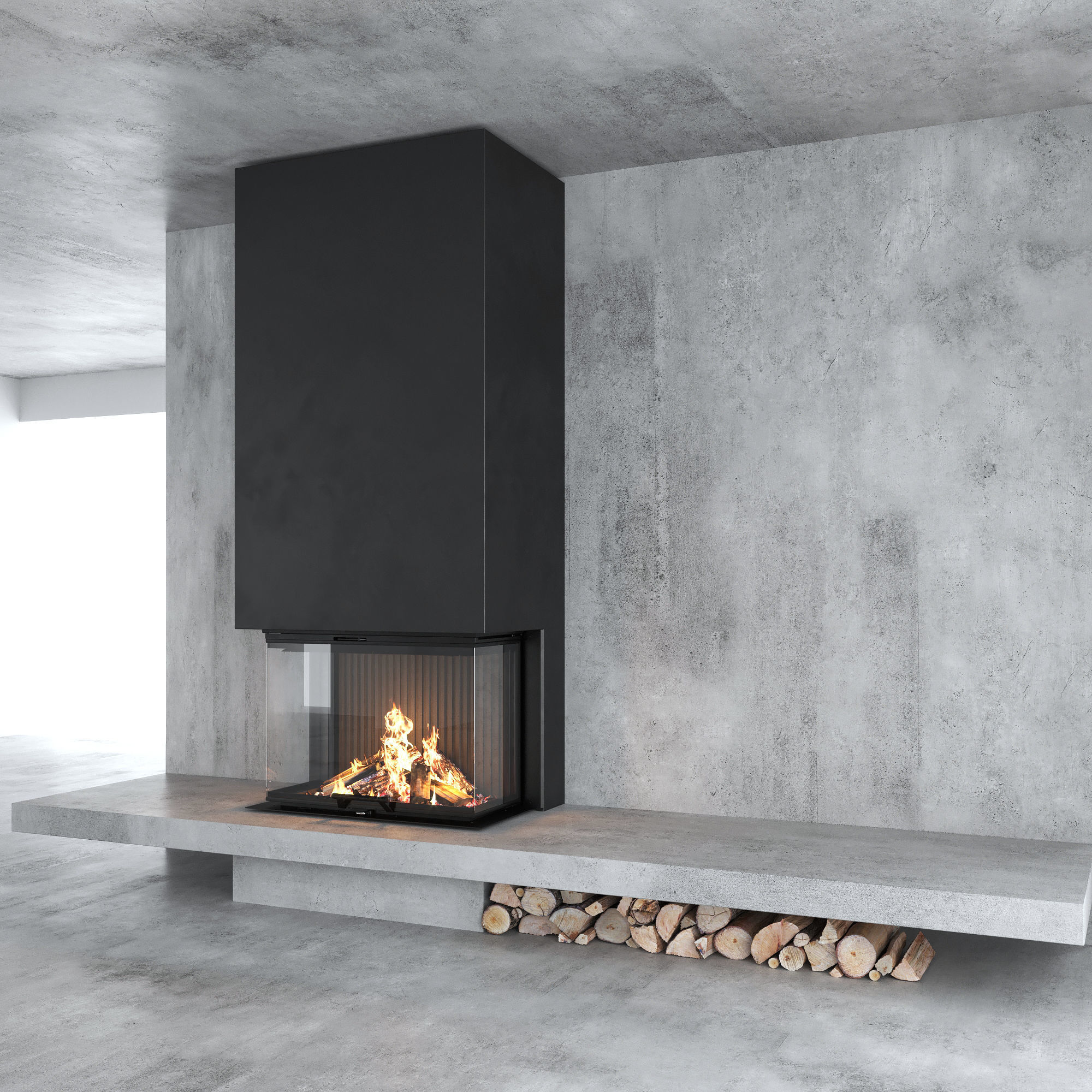Fireplace and Firewood set 12 3D model_1