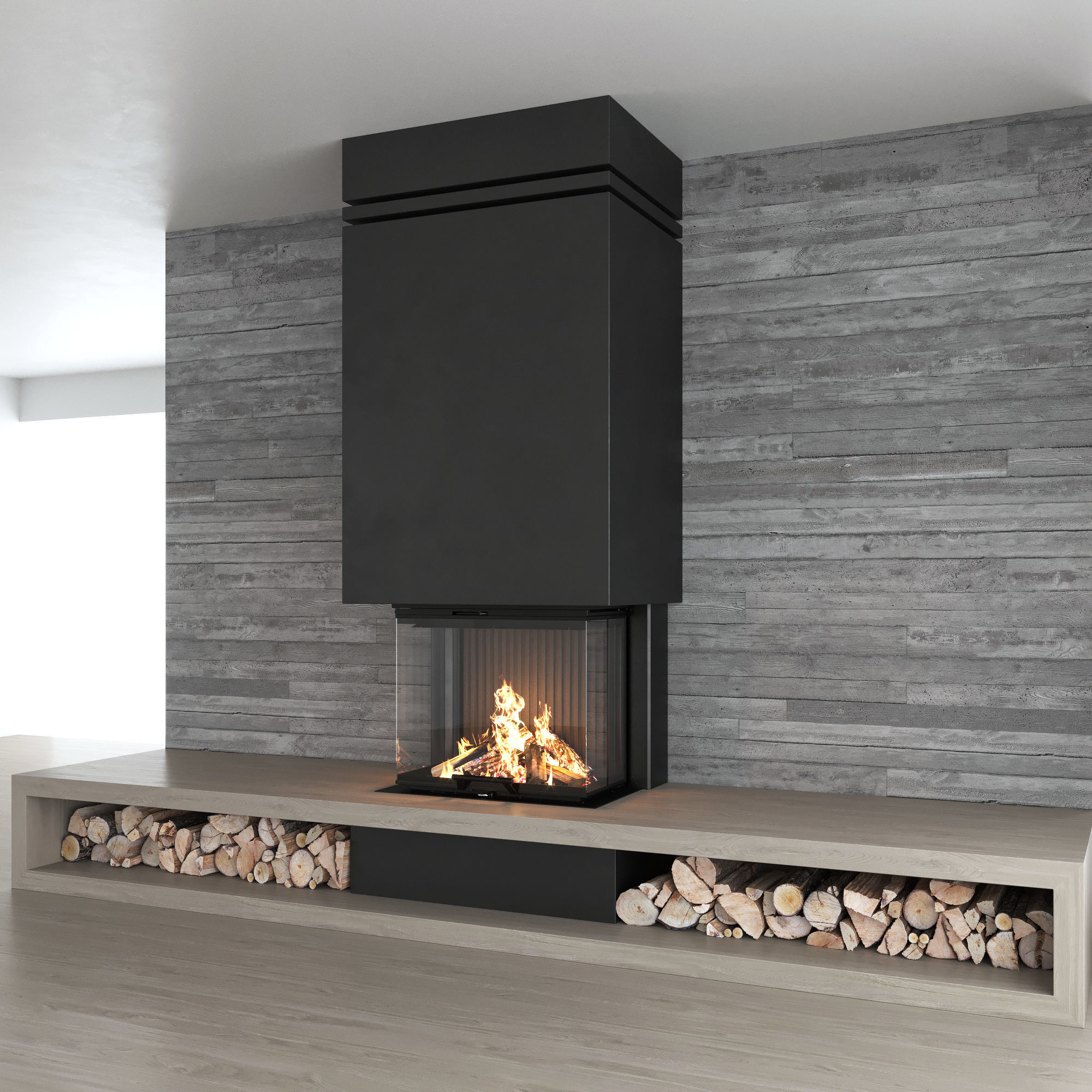 Fireplace and Firewood set 12 3D model_2