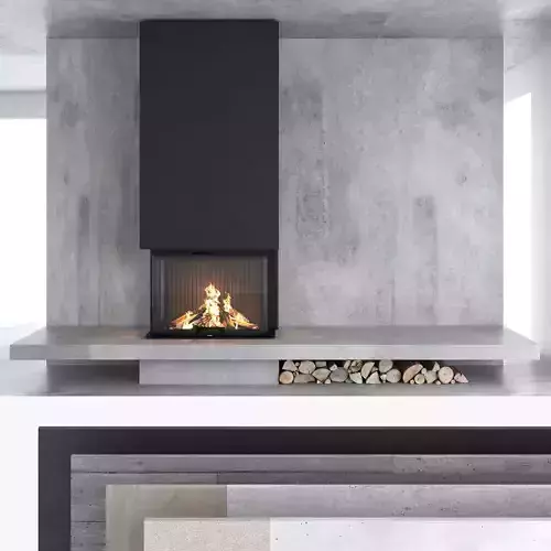 Fireplace and Firewood set 12 3D model