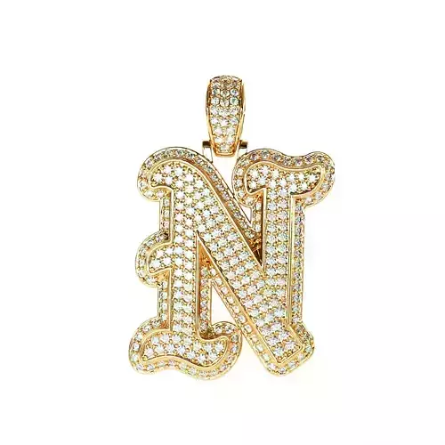 Tattoo fonts N alphabet pendent