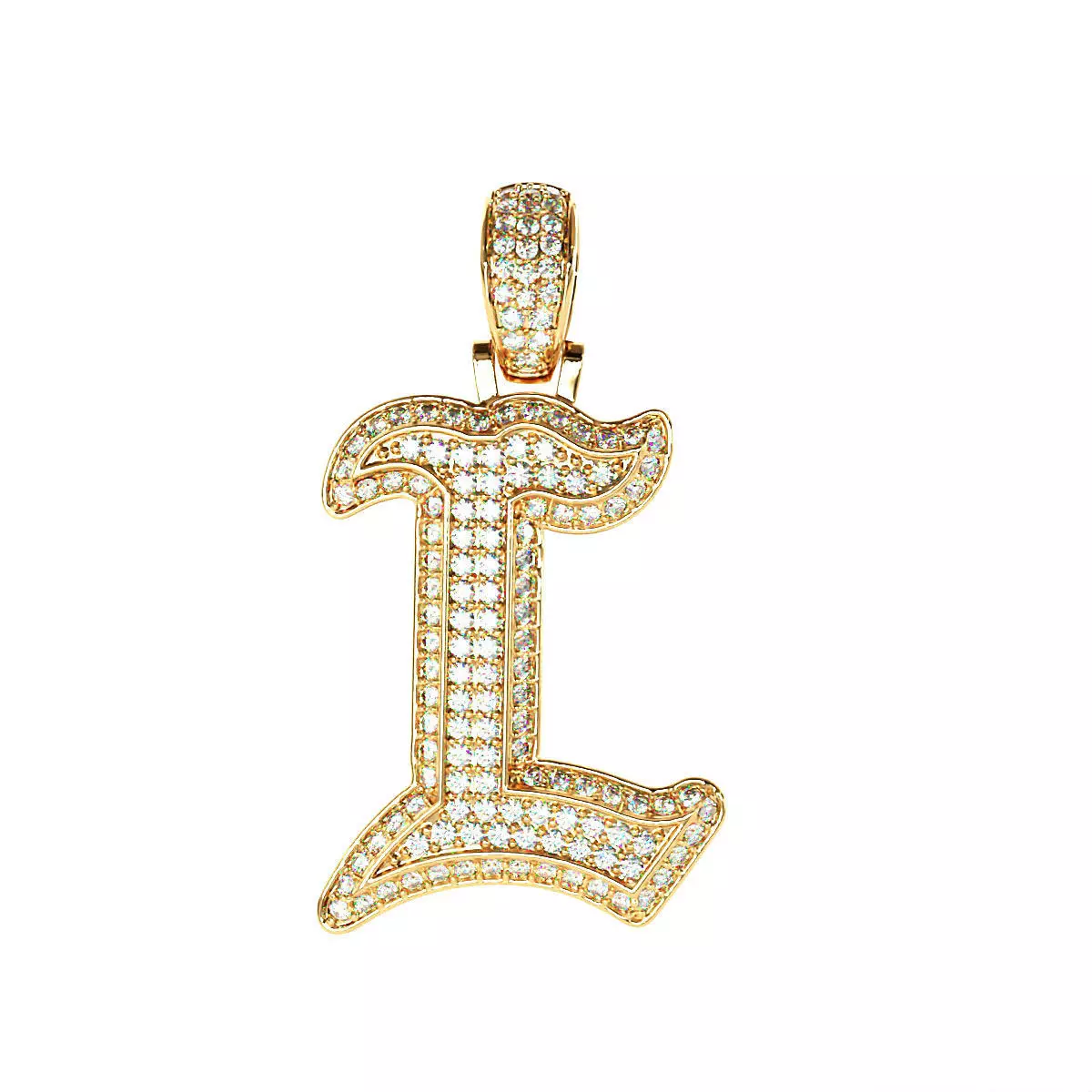 Tattoo fonts L alphabet pendent 3D print model