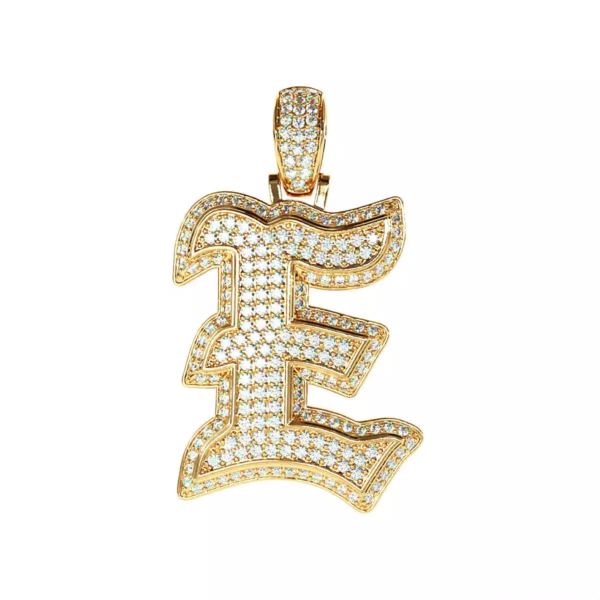 Tattoo fonts E alphabet pendent 3D print model