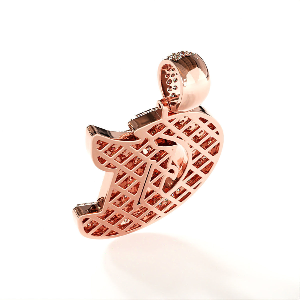 Tattoo fonts C alphabet pendent 3D print model_6