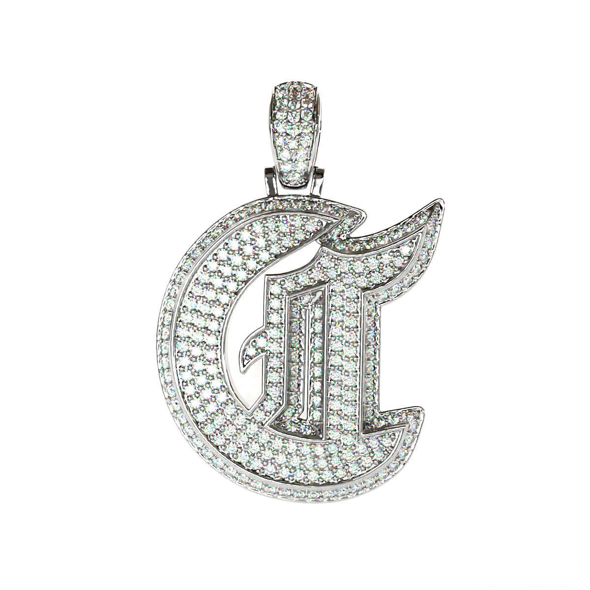 Tattoo fonts C alphabet pendent 3D print model_7