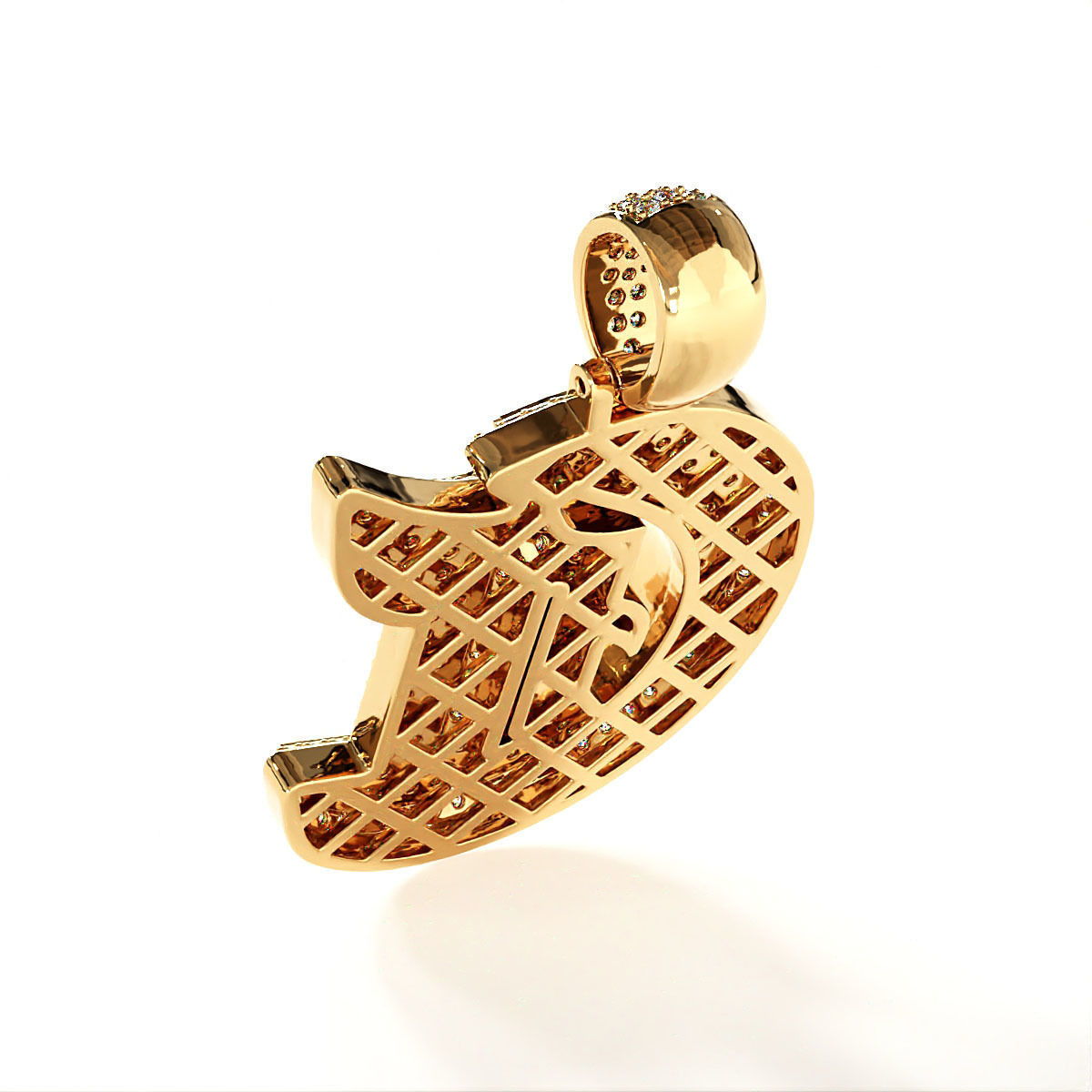 Tattoo fonts C alphabet pendent 3D print model_2