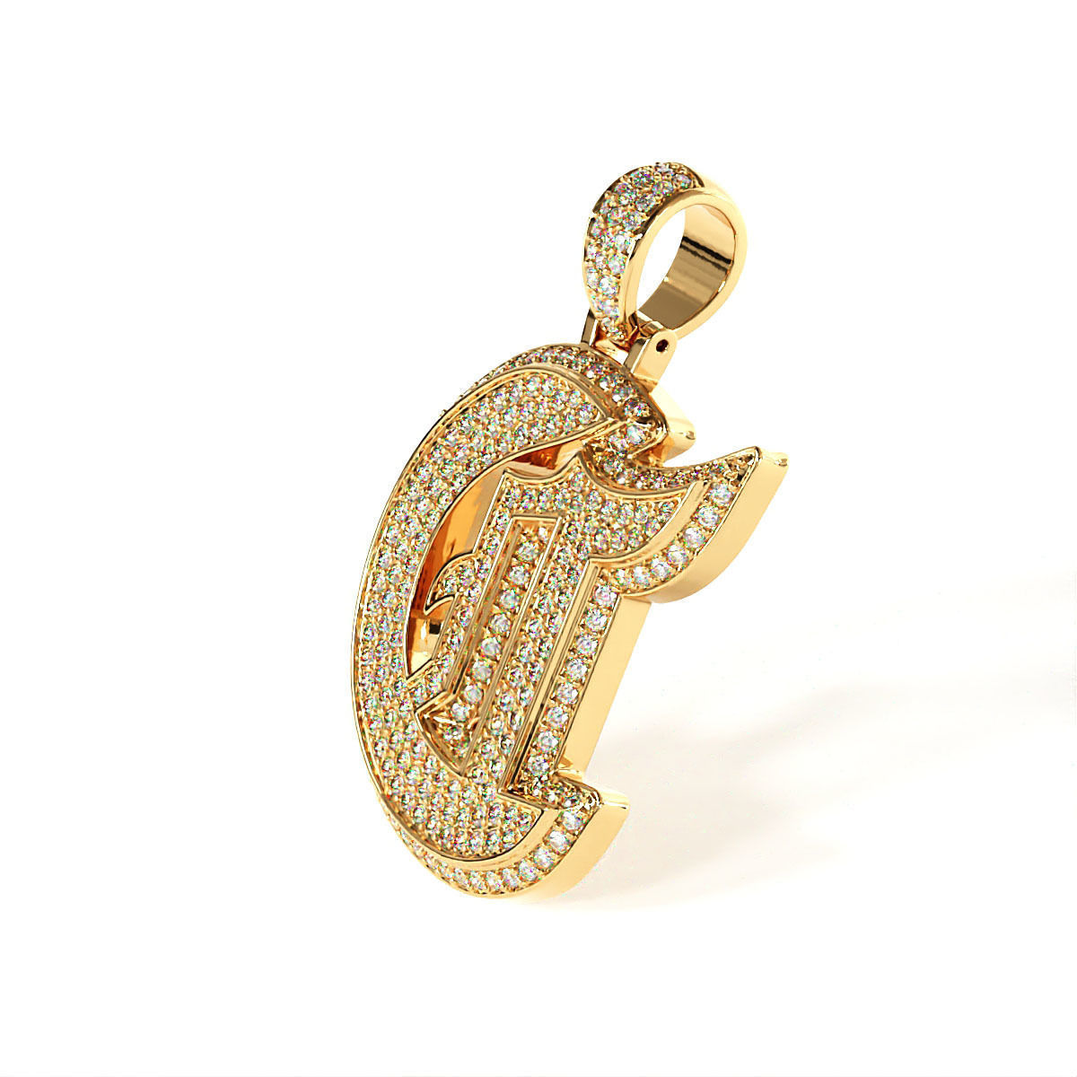 Tattoo fonts C alphabet pendent 3D print model_1