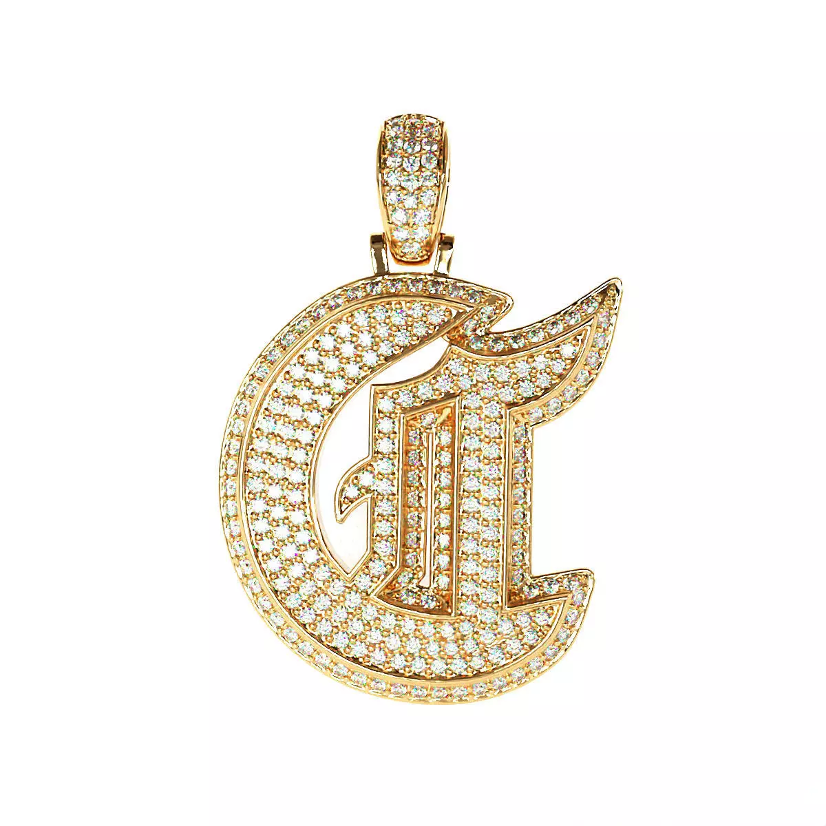 Tattoo fonts C alphabet pendent 3D print model_0