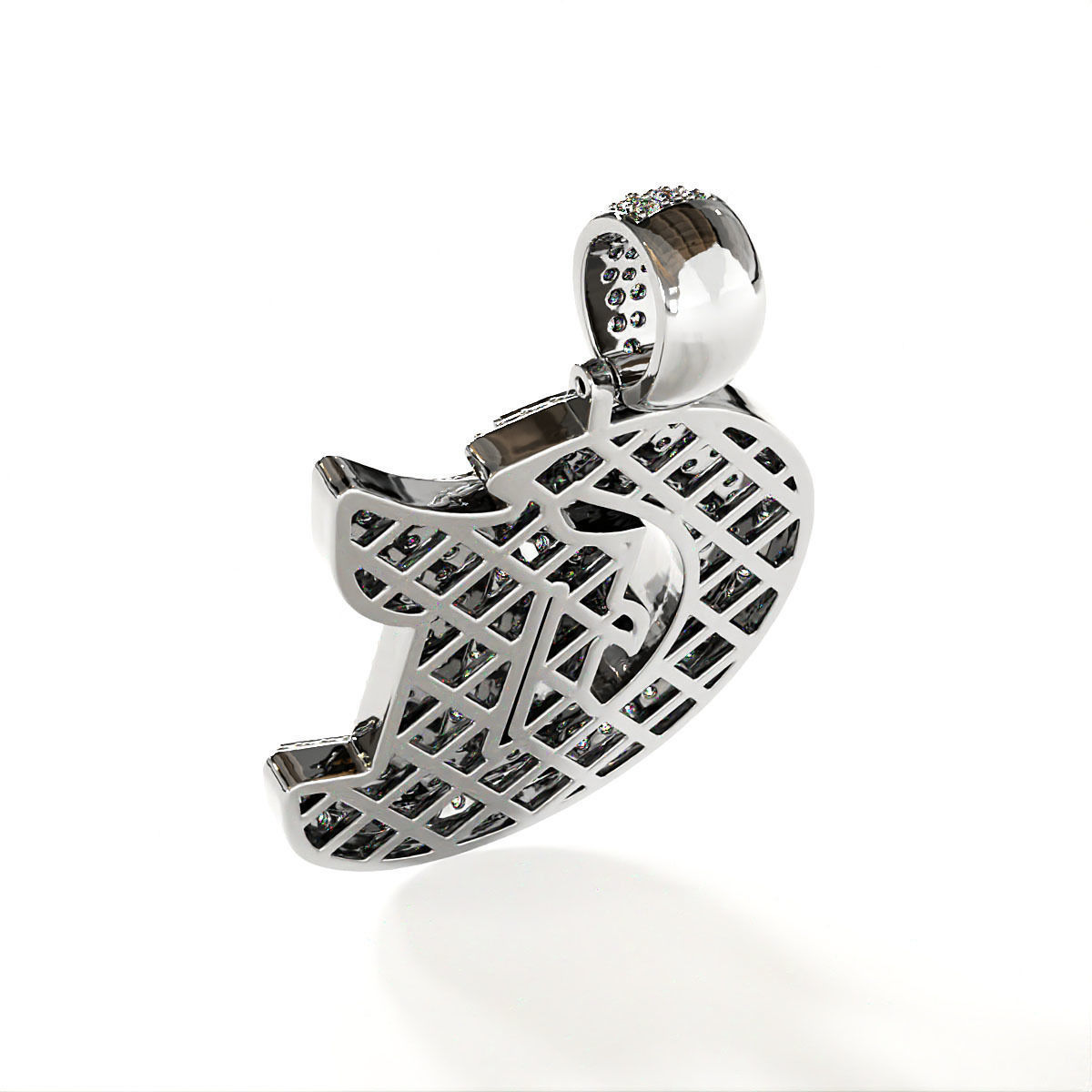 Tattoo fonts C alphabet pendent 3D print model_9