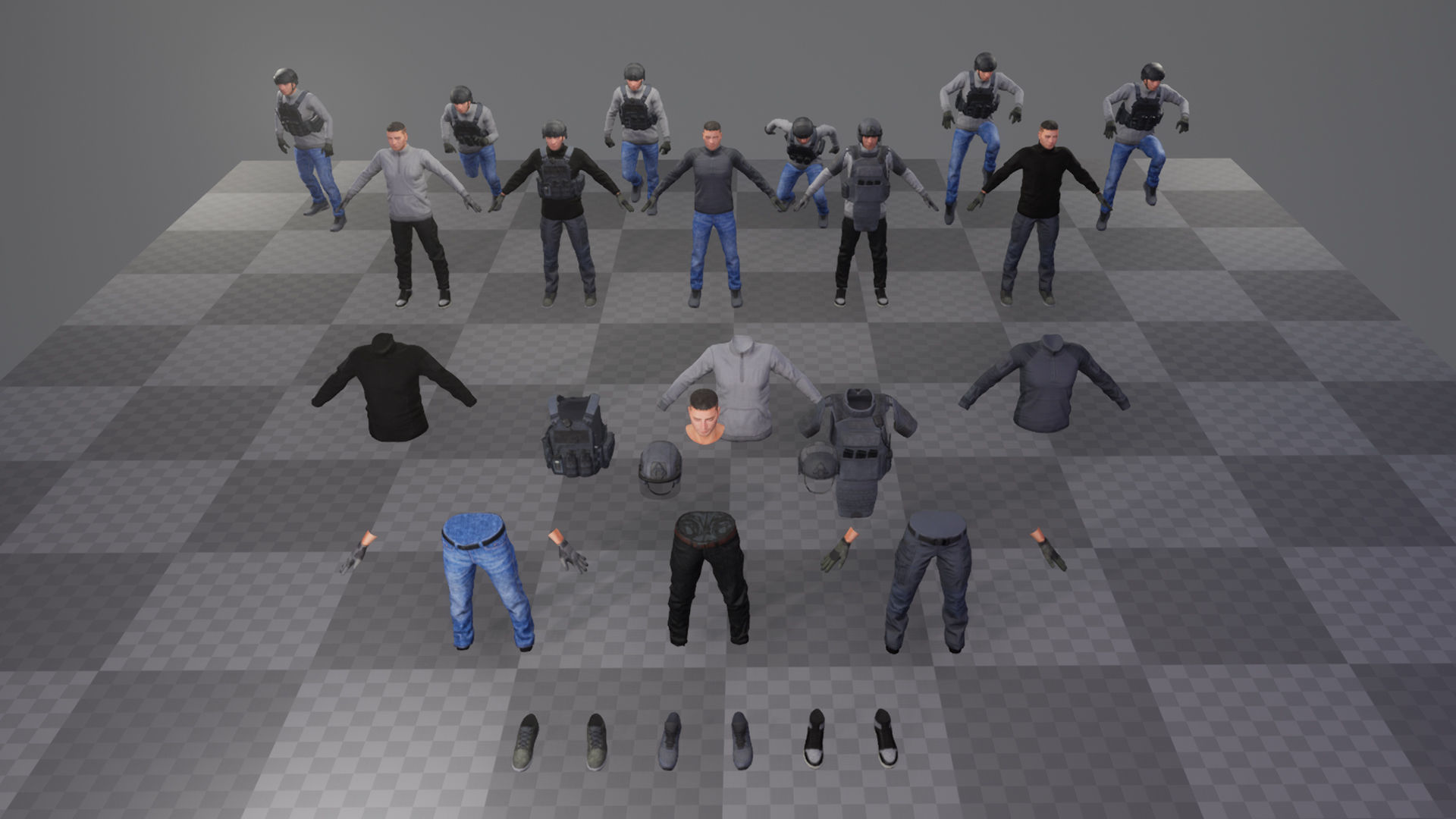 Modular Urban Soldier Low-poly 3D model_5