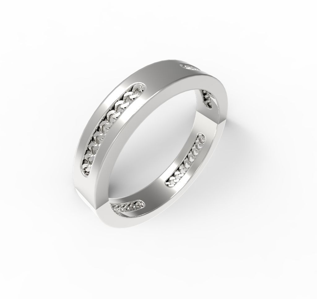 Ring Cuban Links Chain 4mm Wide with 4 Hole 3D print model_3