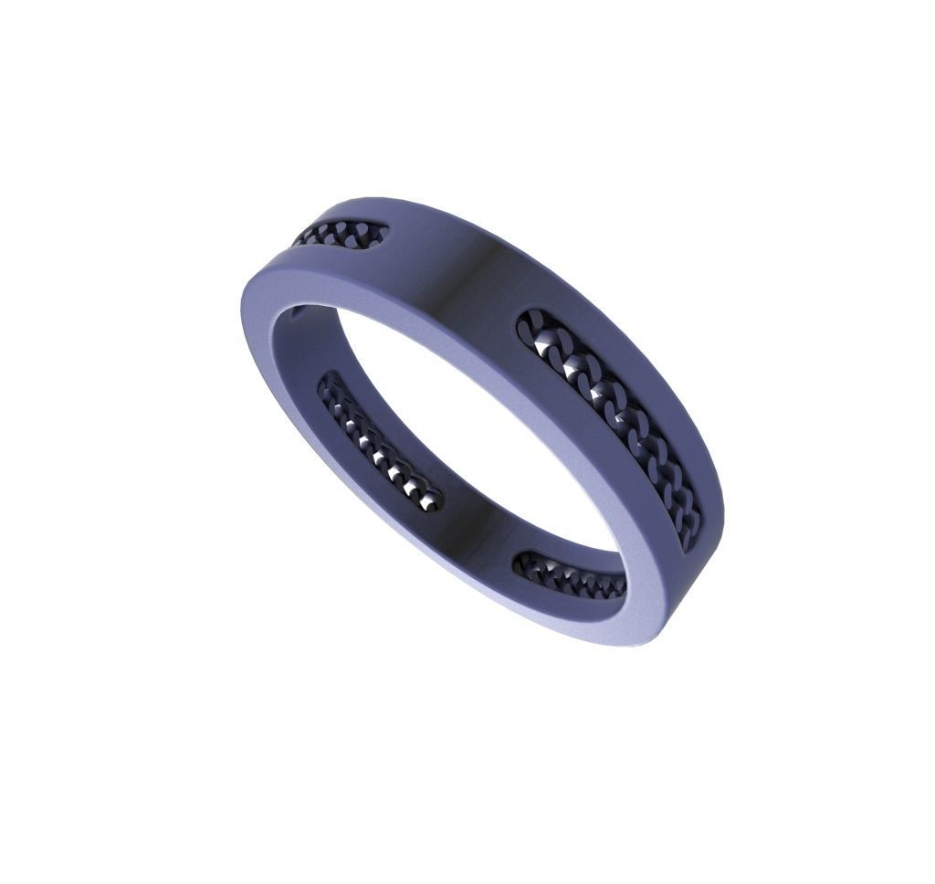 Ring Cuban Links Chain 4mm Wide with 4 Hole 3D print model_4