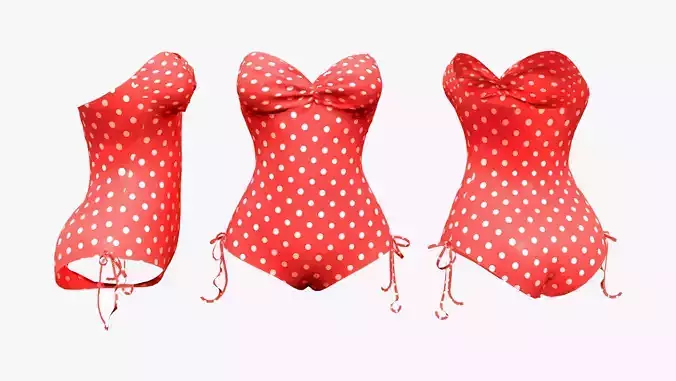 Strapless One Piece Swimsuit with Side Ties Low-poly 3D model
