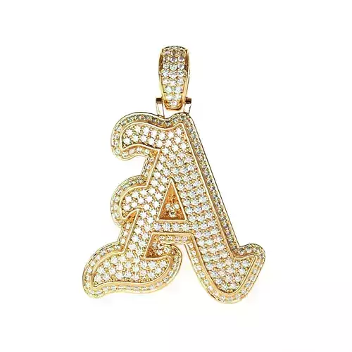 Tattoo fonts A alphabet pendent 3D print model