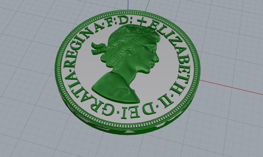 Elizabeth II coin 1125 3D print model_5
