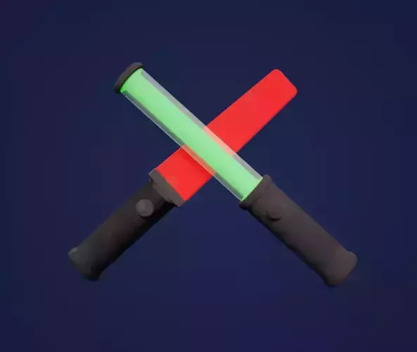 Ground Crew Marshalling Wands for Airports Low-poly 3D model