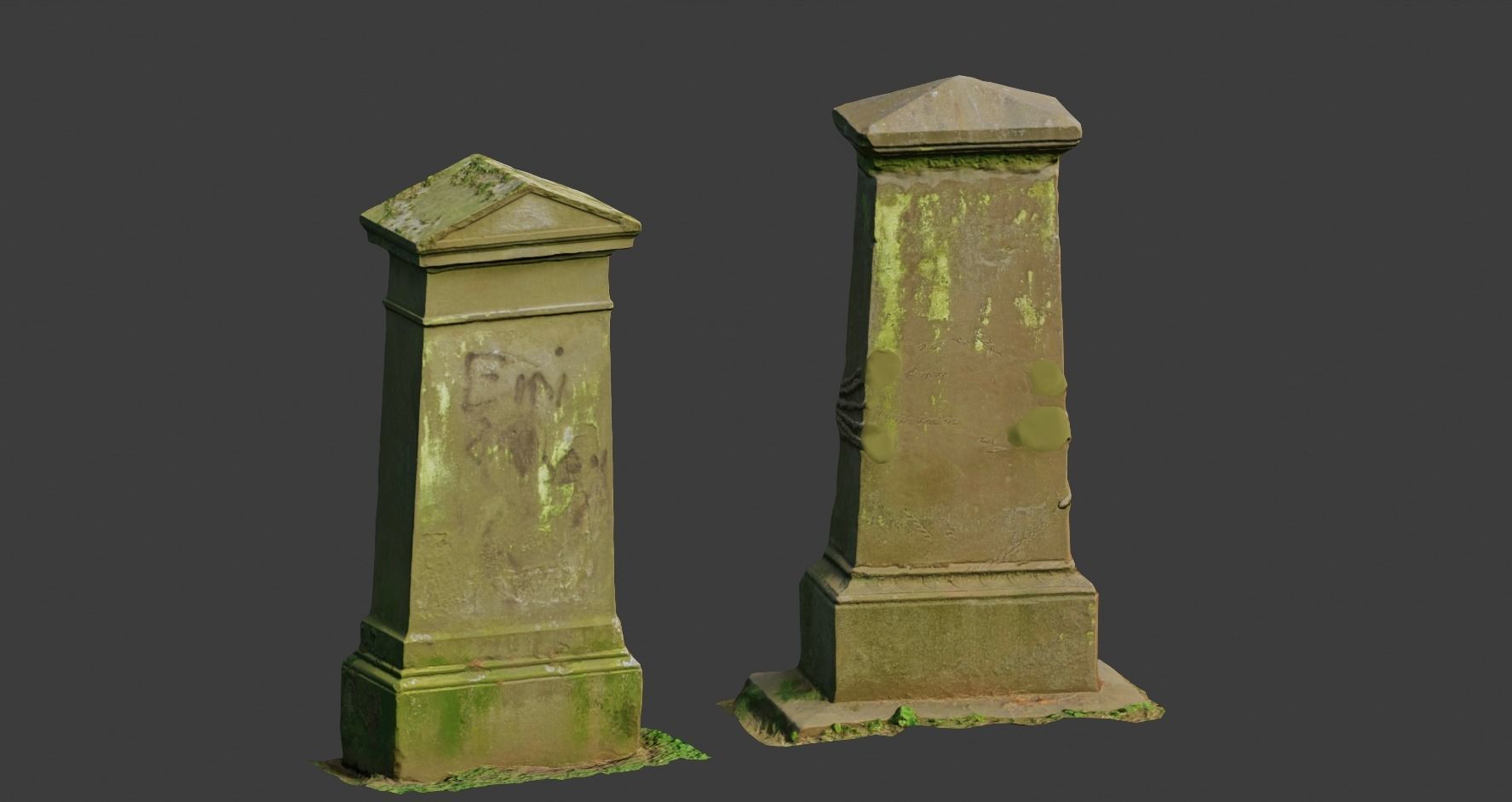 PBR 8x Gravestones Old Scanned Processed Set BIG Low-poly 3D model_15
