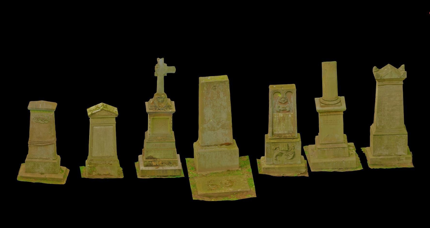 PBR 8x Gravestones Old Scanned Processed Set BIG Low-poly 3D model_5