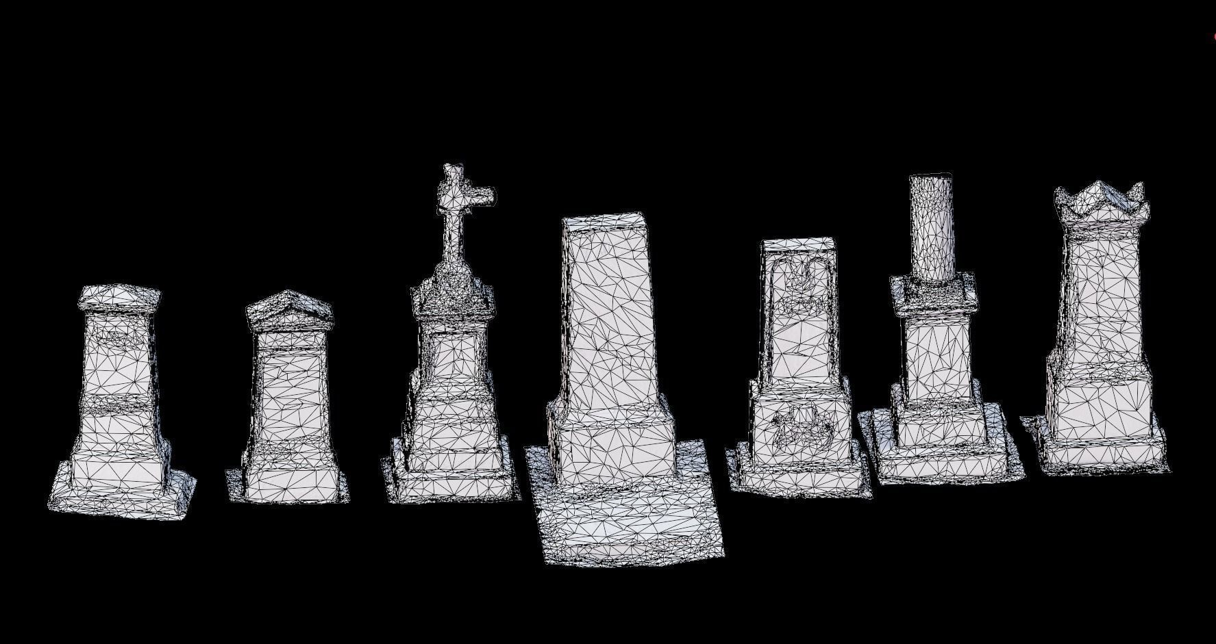 PBR 8x Gravestones Old Scanned Processed Set BIG Low-poly 3D model_4