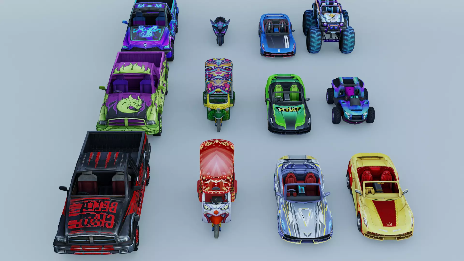 Car game Clown Car  Sports Car- Emerald Flash Sports Car- FFCS 3D model_0